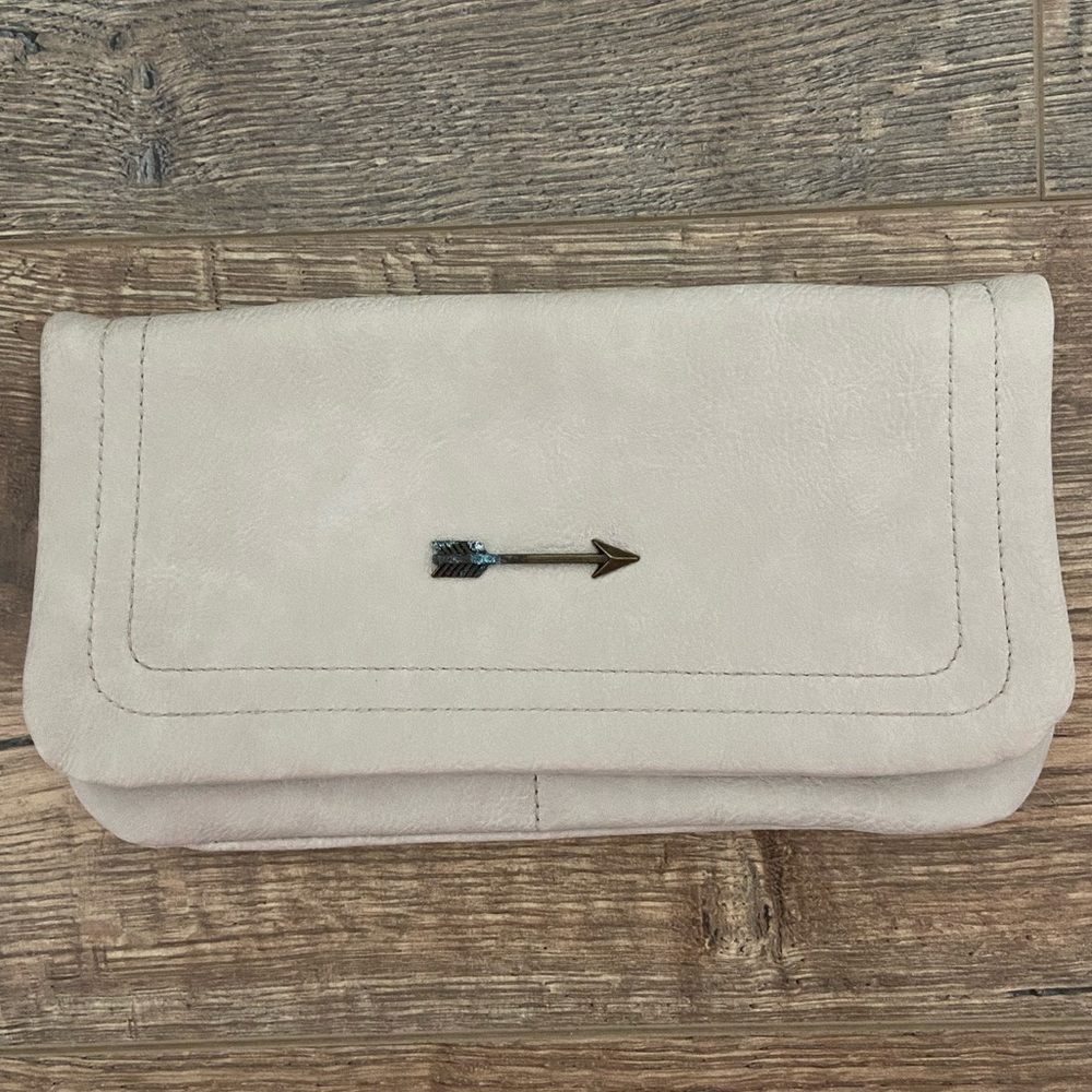 Beige Arrow clutch or crossbody purse
